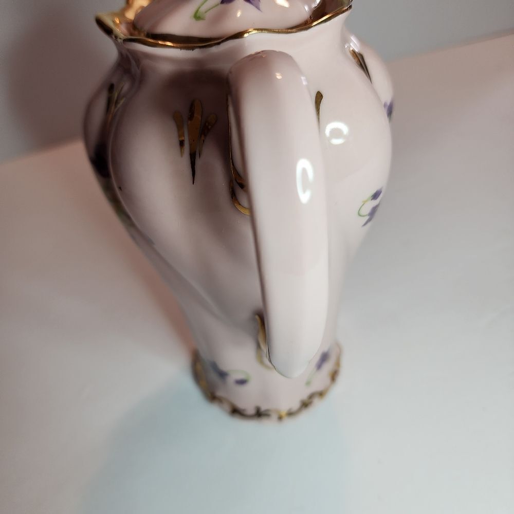 Leneige Vintage Pink and Gold Porcelean Tea Set With Purple Violets - Picture 4 of 16